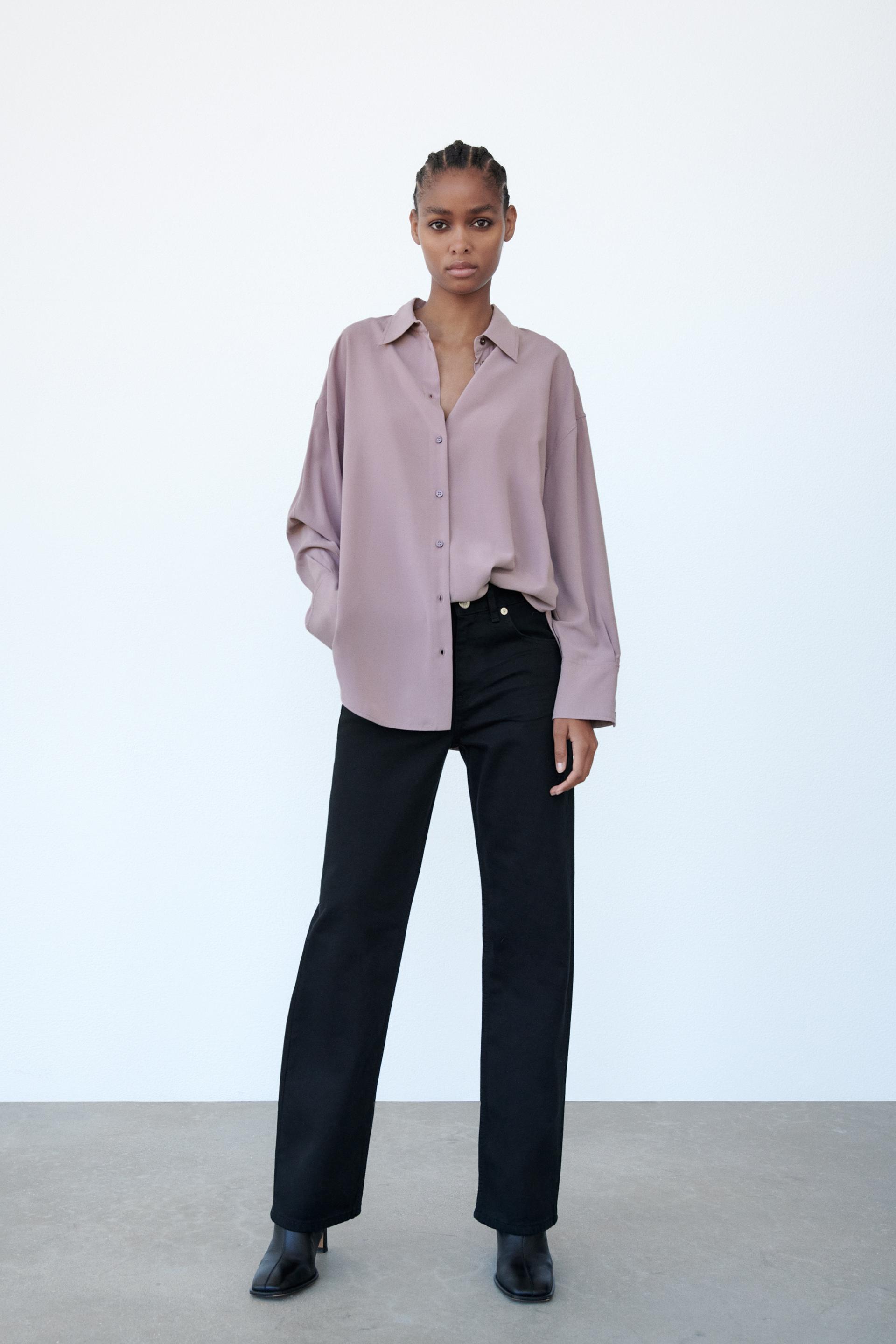 soft oversized shirt dusty mauve zara united states