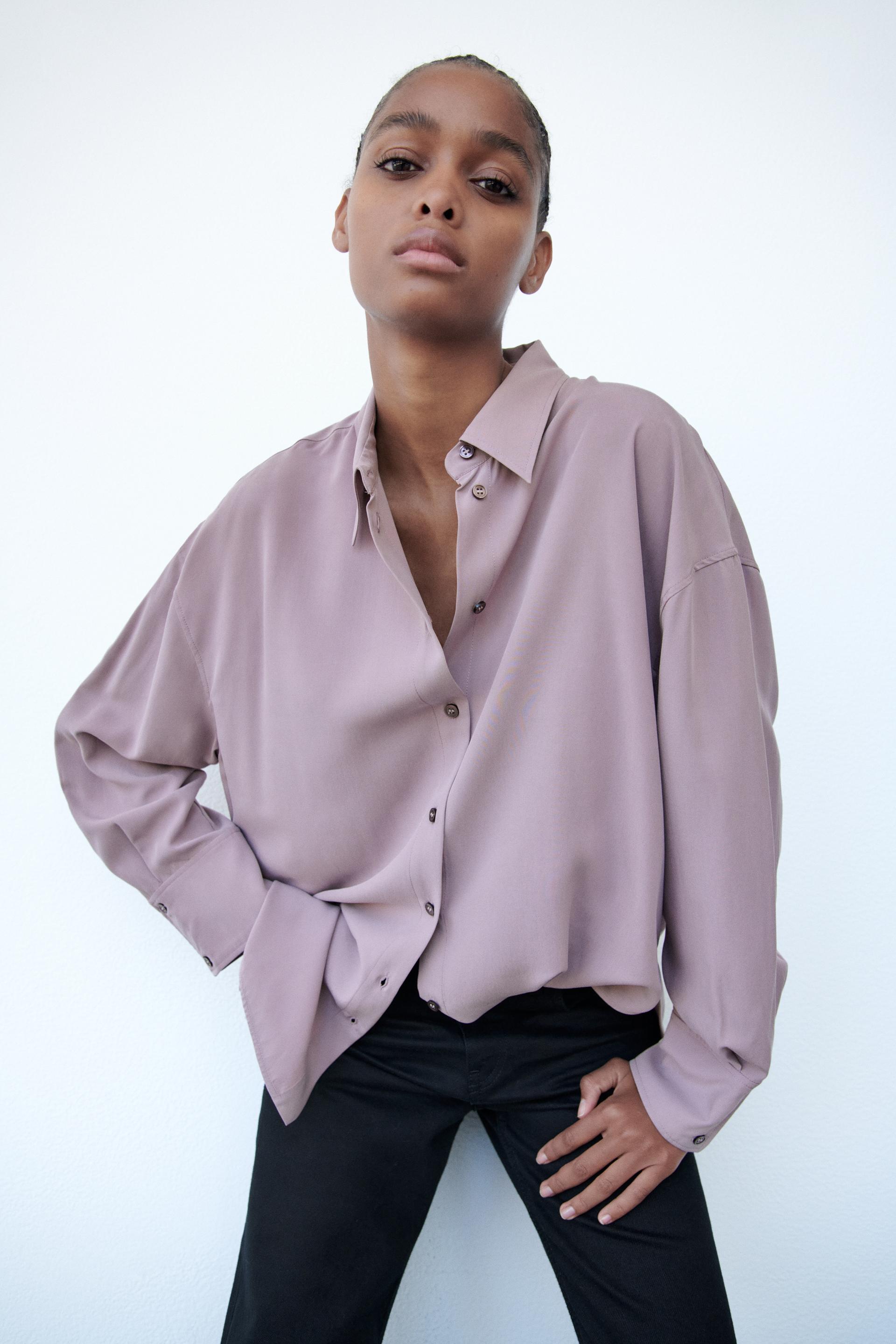 soft oversized shirt dusty mauve zara united states