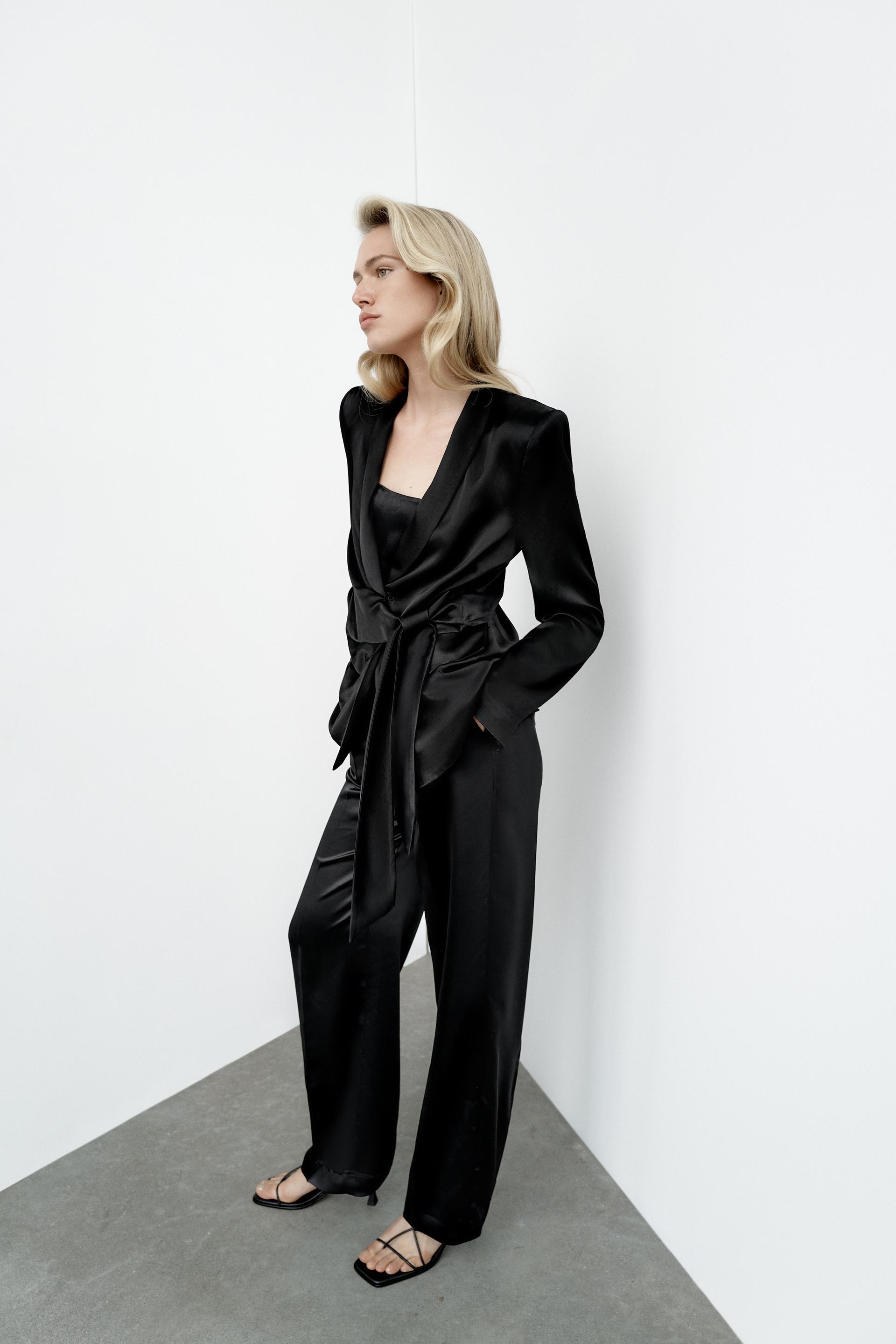 Zara satin blazer with bow Clearance