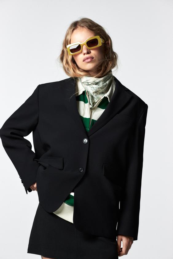 zara black oversized blazer