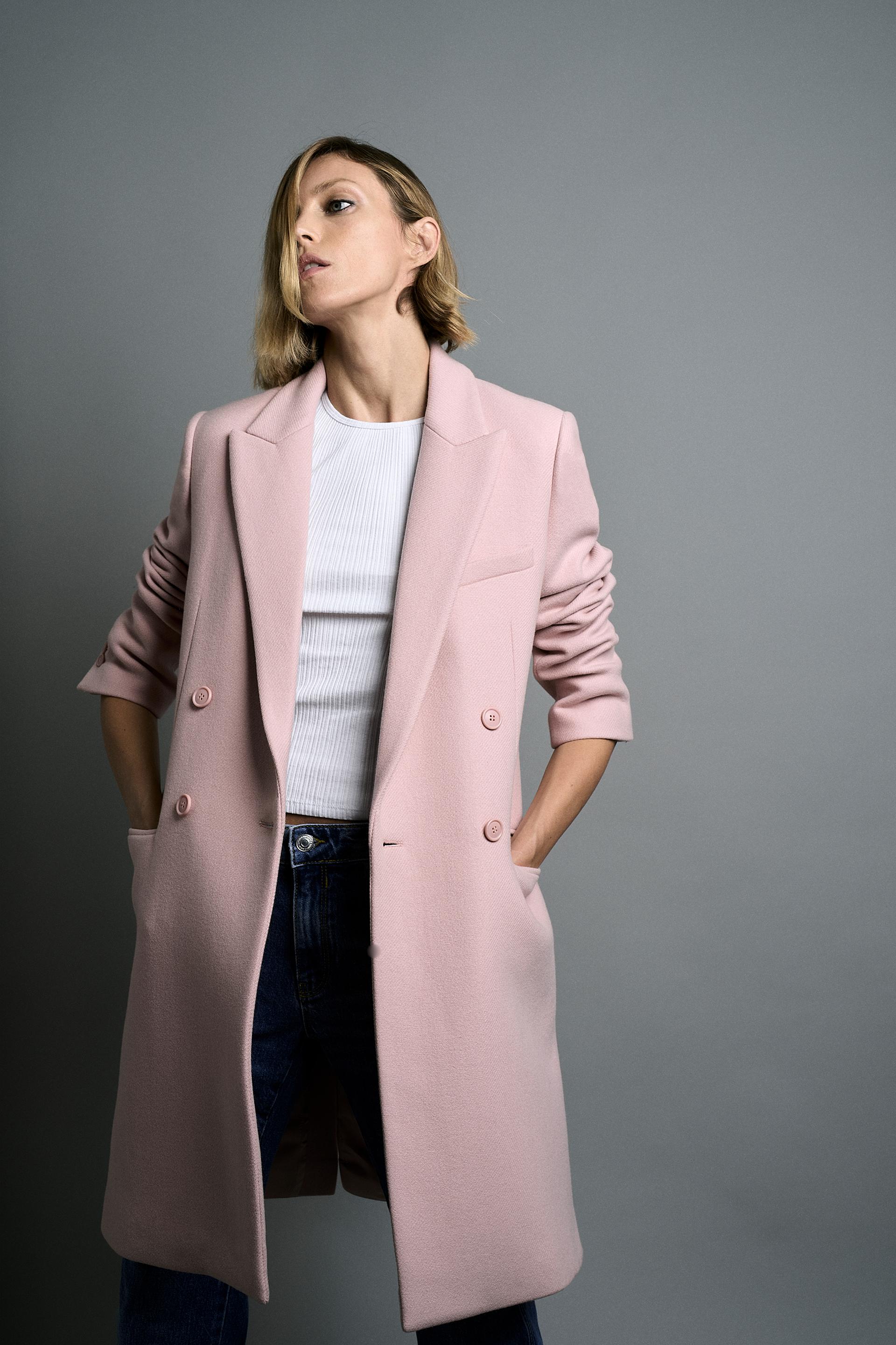 ザラウーマン Zara Woman コート ノーカラー ダブル ベージュ Yi レディース 195 901909090220 ベクトルパーク