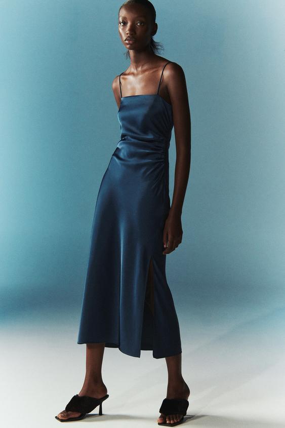 サテン キャミソールワンピース Special Edition テールブルー Zara Japan 日本 サテン キャミソールワンピース Special Edition テールブルー Zara Japan 日本