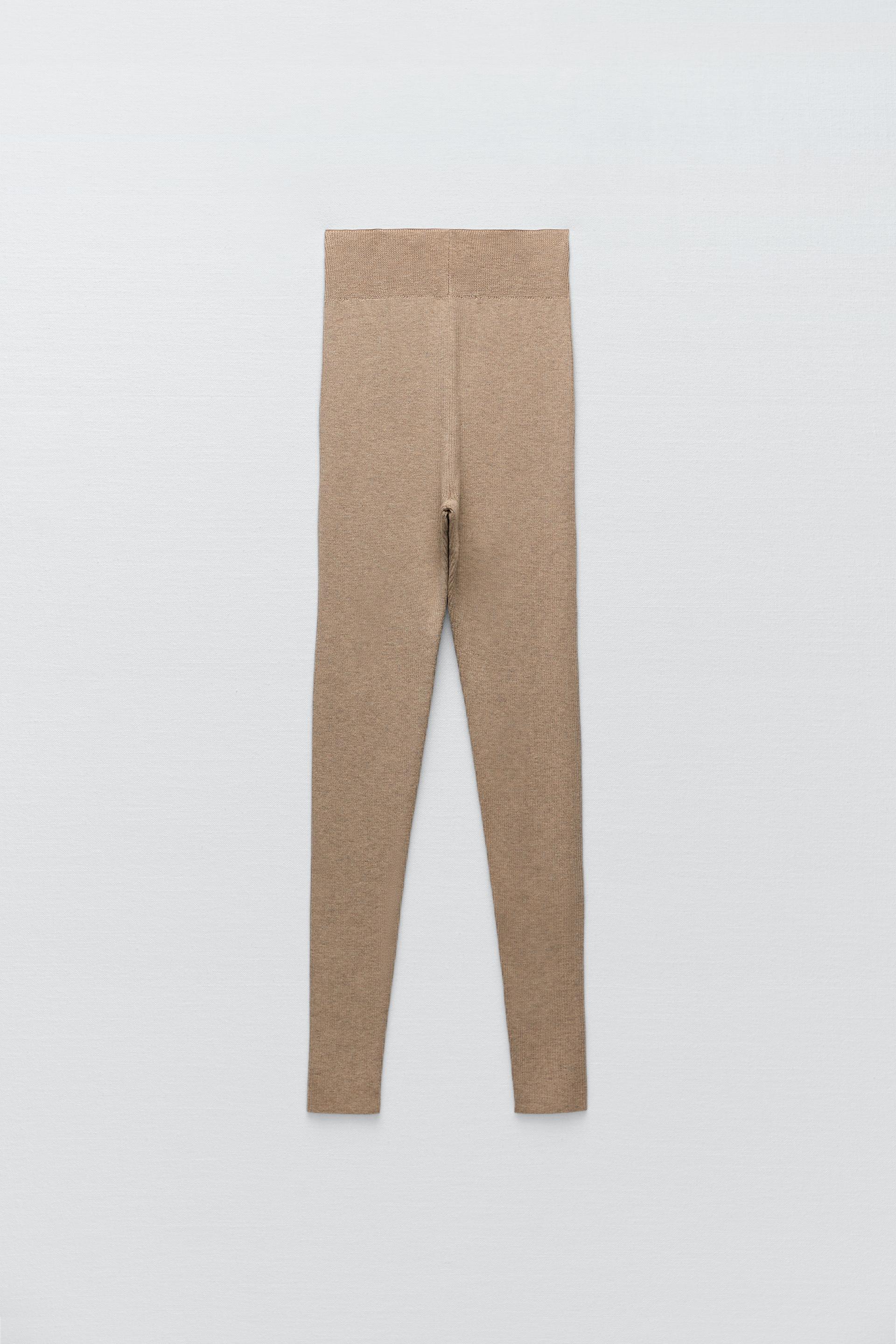 KNIT LEGGINGS WITH RIBBED ELASTIC WAIST 