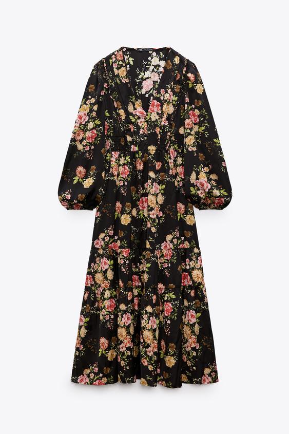 フラワープリント サテン ワンピース マルチカラ Zara Japan 日本 フラワープリント サテン ワンピース マルチカラ Zara Japan 日本