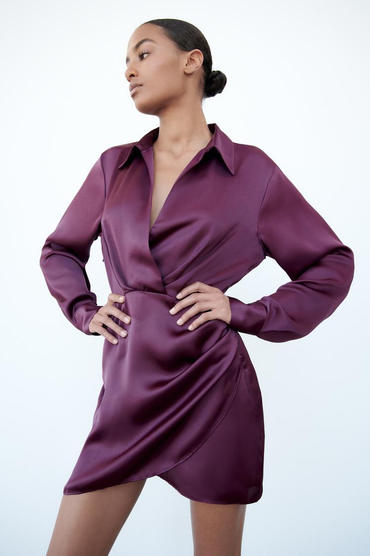 Image 1 of SHORT SATIN EFFECT DRESS from Zara