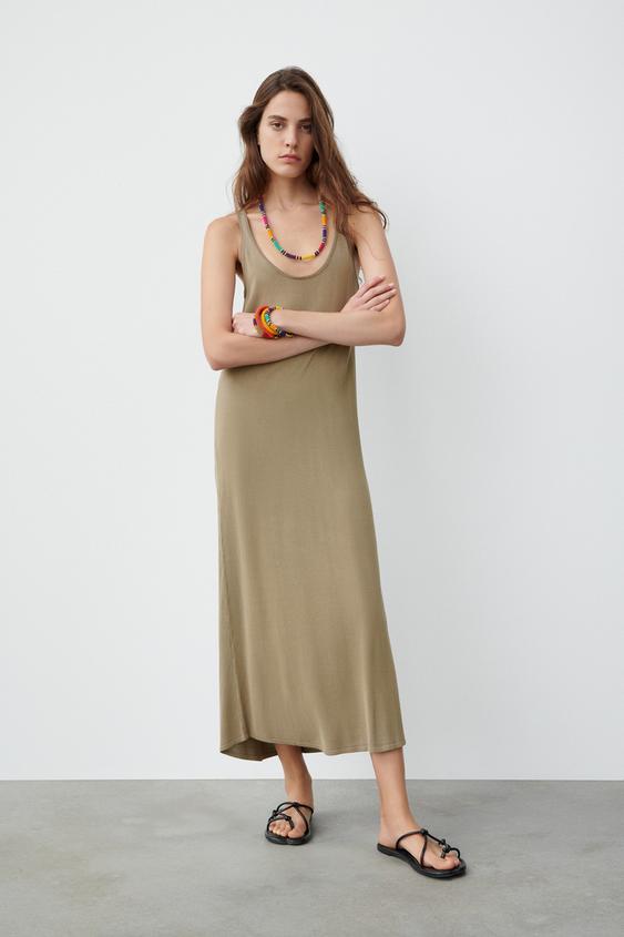 ノースリーブ ニットワンピース ブラウン モール Zara Japan 日本 ノースリーブ ニットワンピース ブラウン モール Zara Japan 日本