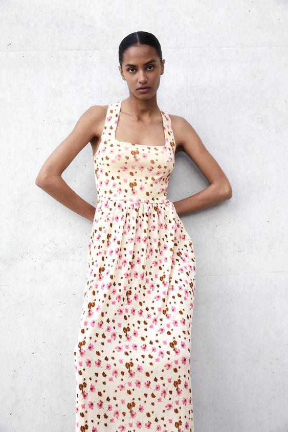 Zara floral jacquard knit dress Clearance