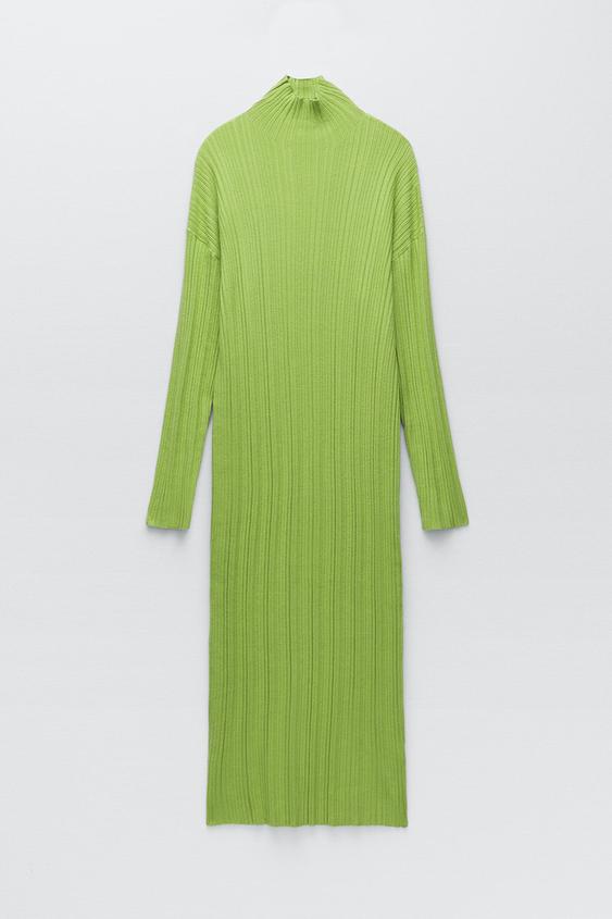 Vestido punto cuello subido zara Clearance