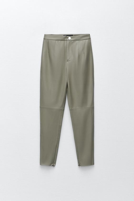 FAUX LEATHER LEGGINGS - Sage Green 