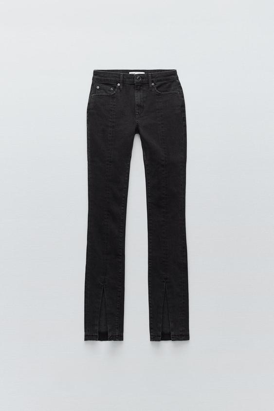ZW THE SPLIT HEM STRAIGHT JEANS - Black 