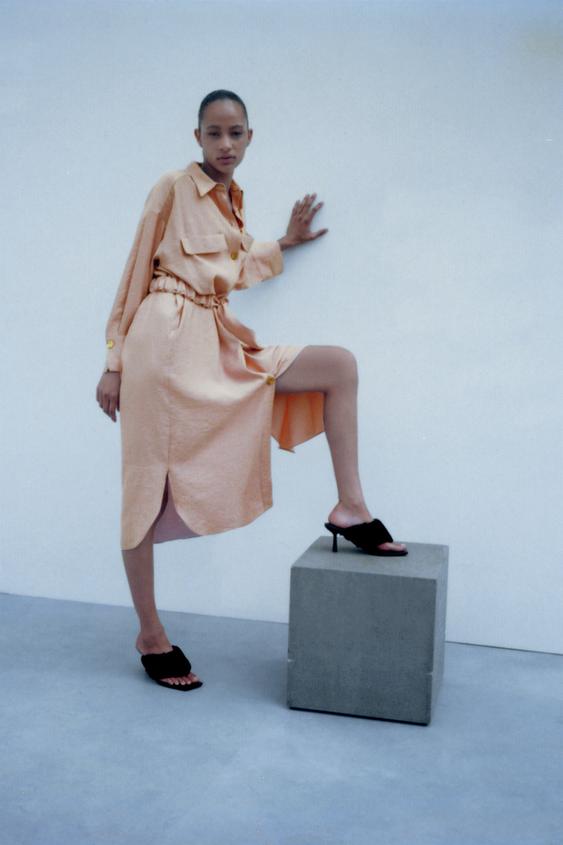 オーバーサイズ仕様シャツワンピース ピンクベージュ Zara Japan 日本 オーバーサイズ仕様シャツワンピース ピンクベージュ Zara Japan 日本