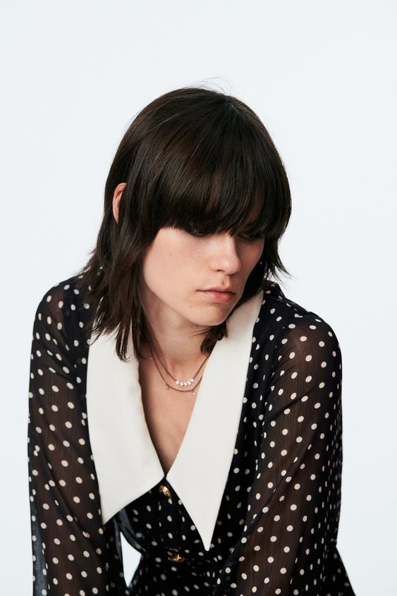 ドット柄ワンピース ブラック ホワイト Zara Japan 日本 ドット柄ワンピース ブラック ホワイト Zara Japan 日本