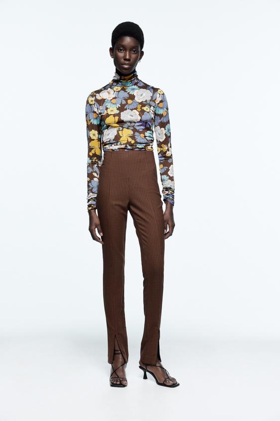 PANTALÓN PATA DE GALLO - Crema | ZARA España