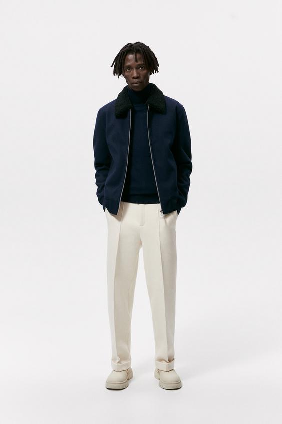 zara faux shearling bomber