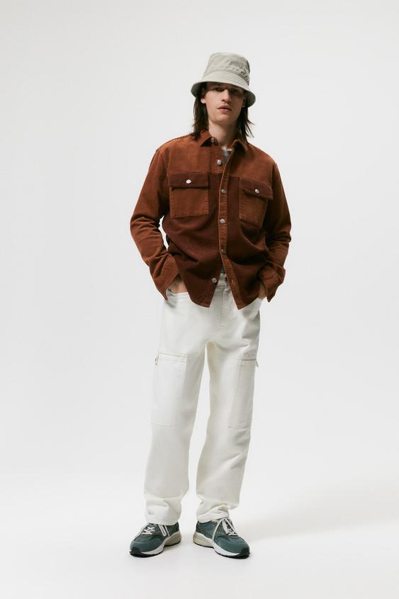 カラーブロックコーデュロイシャツジャケット ブラウン Zara Japan 日本 カラーブロックコーデュロイシャツジャケット ブラウン Zara Japan 日本