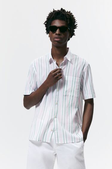 STRIPED CREASED-EFFECT SHIRT