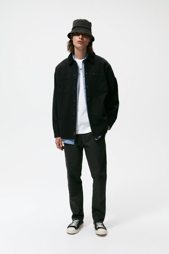 コーデュロイカラー シャツジャケット ブラック Zara Japan 日本