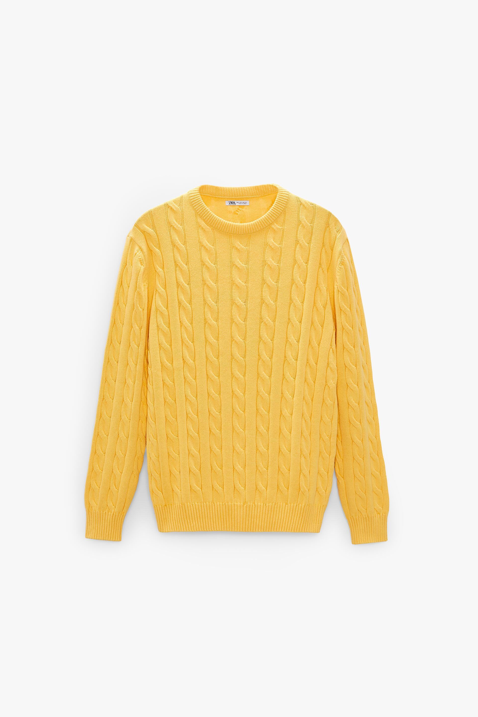yellow cable sweater