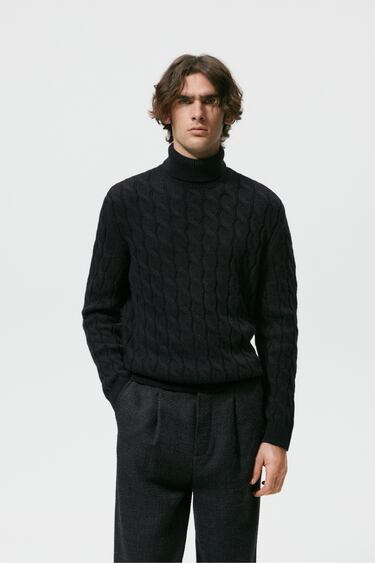 CABLE-KNIT WOOL-BLEND SWEATER
