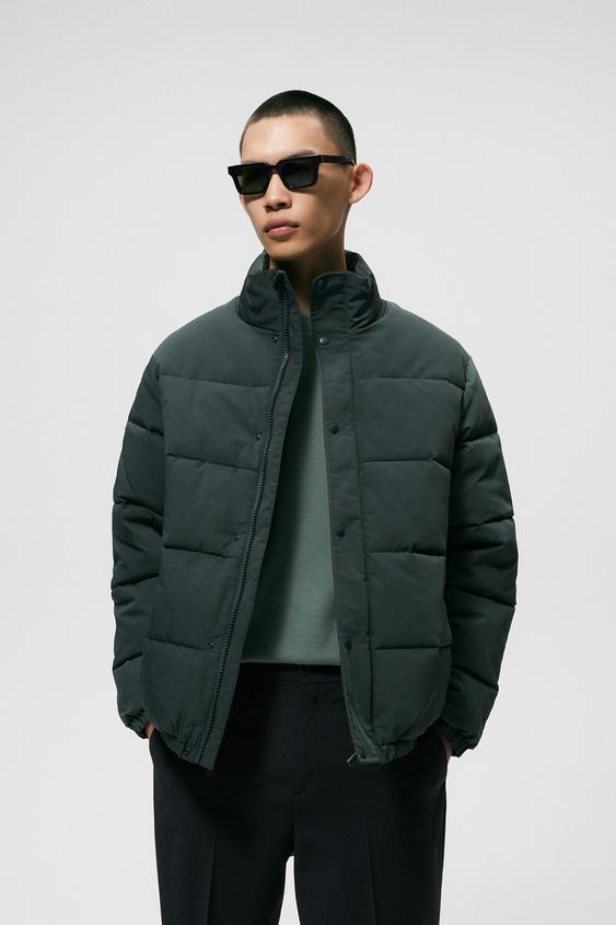 zara black quilted coat