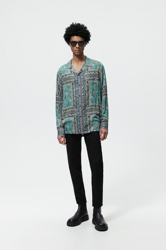 CAMISA ESTAMPADO PAISLEY - Azul | ZARA Chile