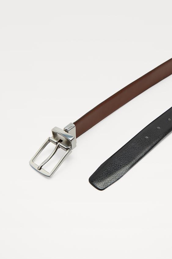 REVERSIBLE LEATHER BELT - Black | ZARA