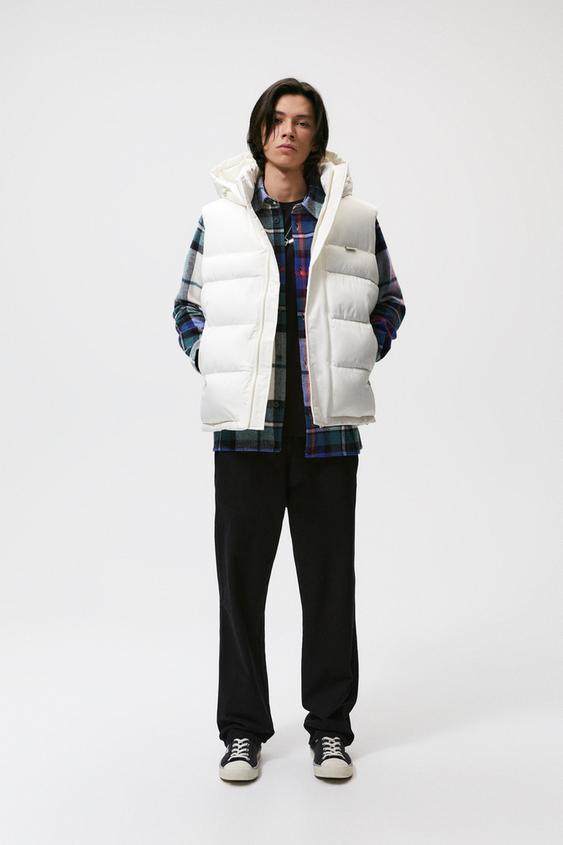 Water Repellent Puffer Gilet White Zara United Kingdom Water Repellent Puffer Gilet White Zara United Kingdom