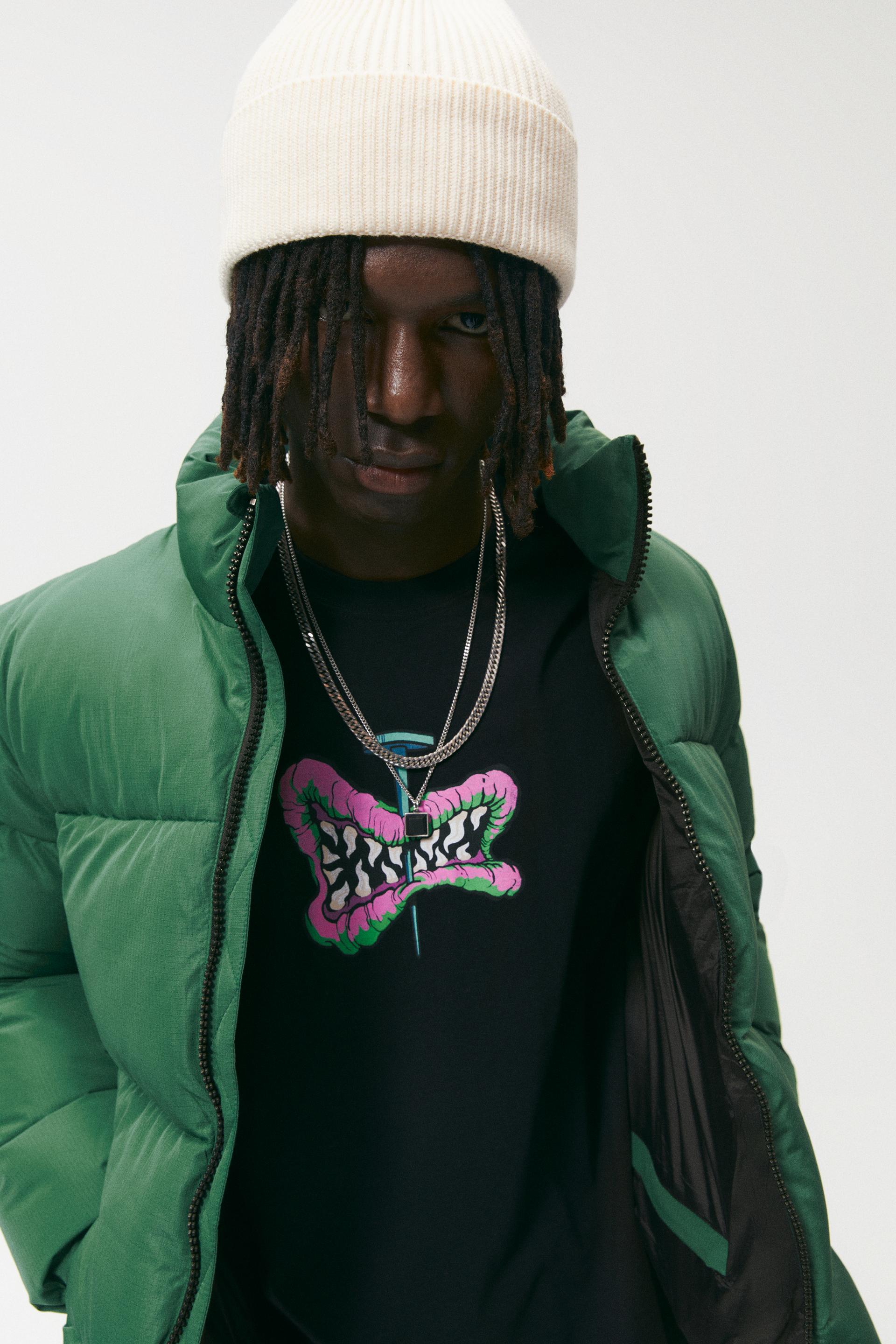 green puffer jacket zara