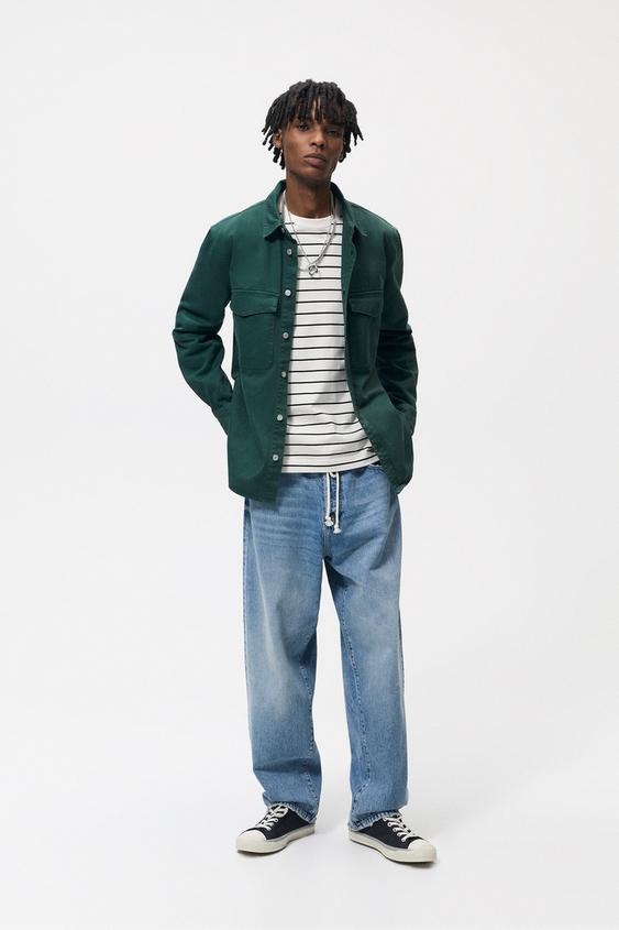 カラーデニムシャツジャケット ビリヤードグリーン Zara Japan 日本 カラーデニムシャツジャケット ビリヤードグリーン Zara Japan 日本