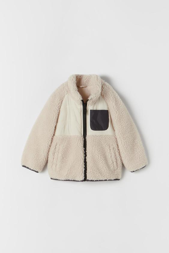 Jacket with contrast faux shearling Clearance