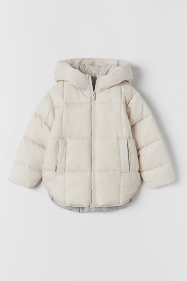Cream puffer jacket zara clearance