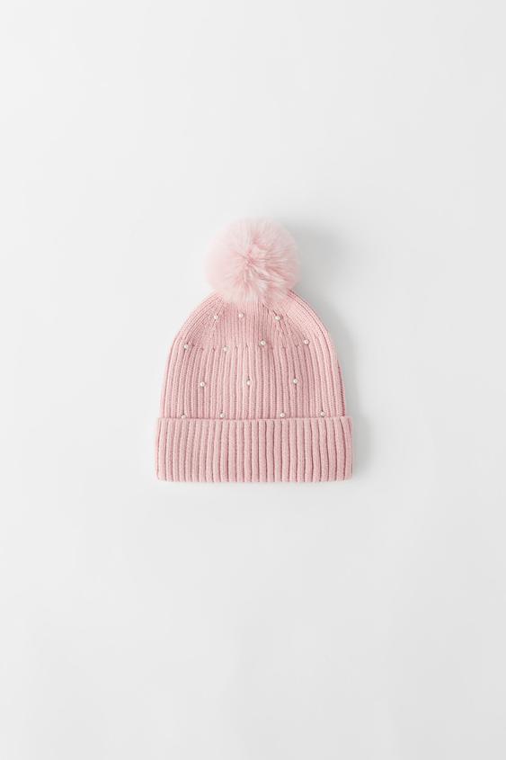 KNITTED POMPOM HAT - Pink | ZARA South 