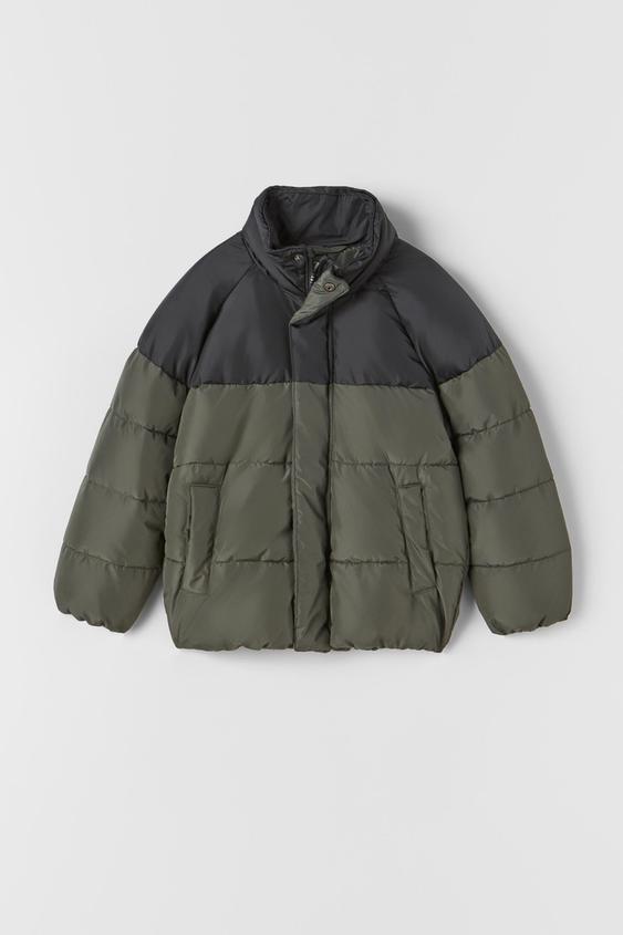 puffer block color utility jacket