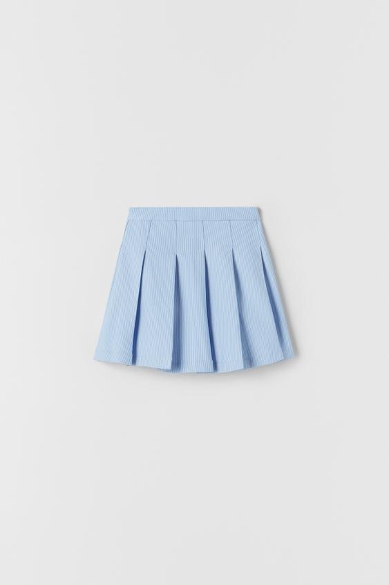 ボックスプリーツスカート ライトブルー Zara Japan 日本 ボックスプリーツスカート ライトブルー Zara Japan 日本
