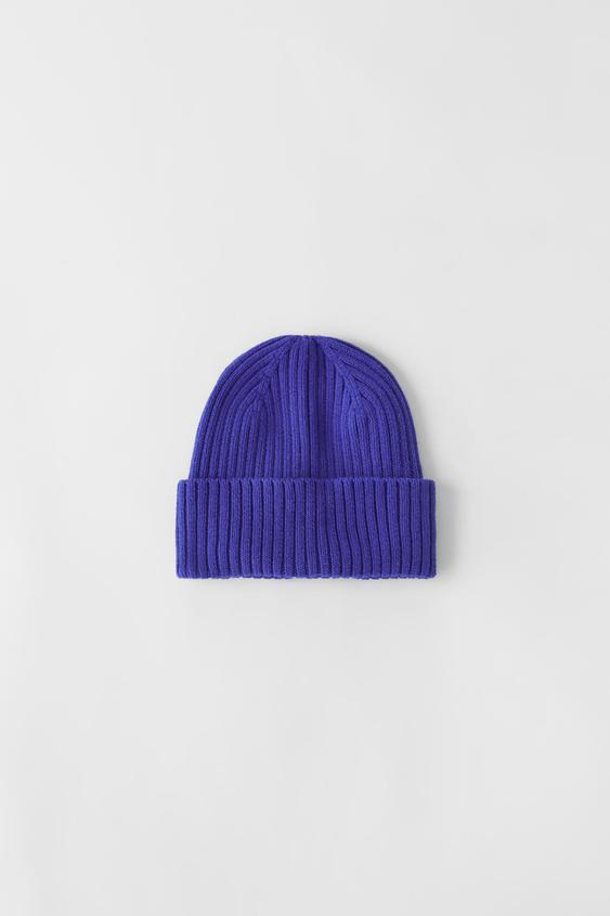 RIB KNIT HAT - Blue | ZARA Australia