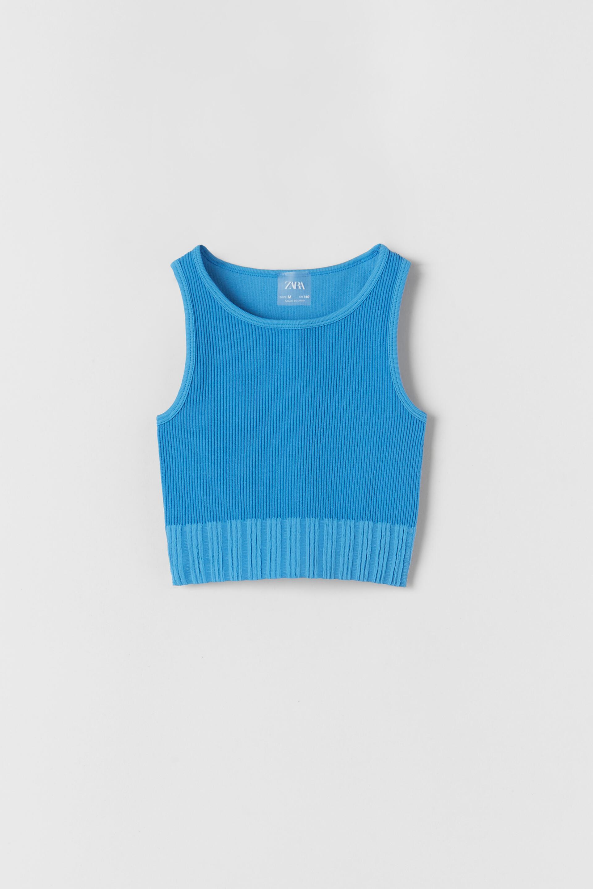 RUFFLED CROP TOP - Bluish | ZARA United States