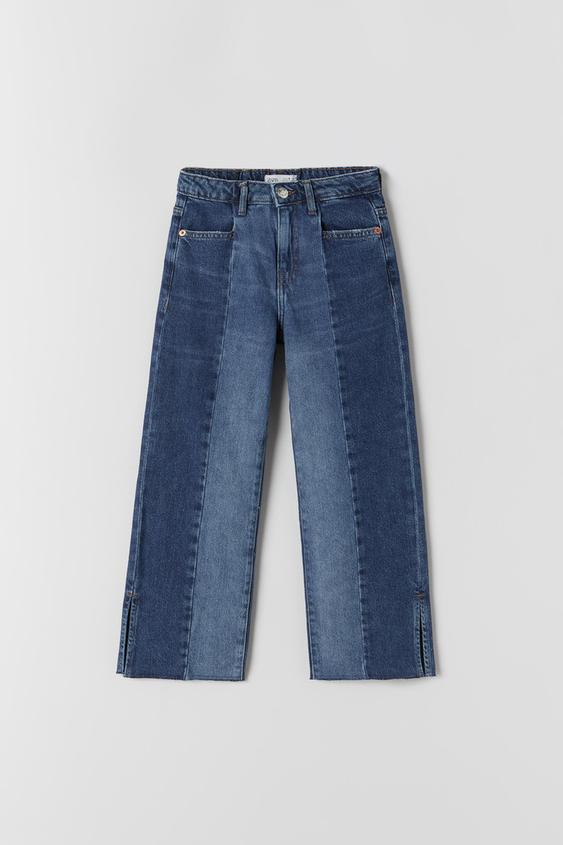 JEANS RECTOS COLOR BLOCK - Azul | ZARA Chile