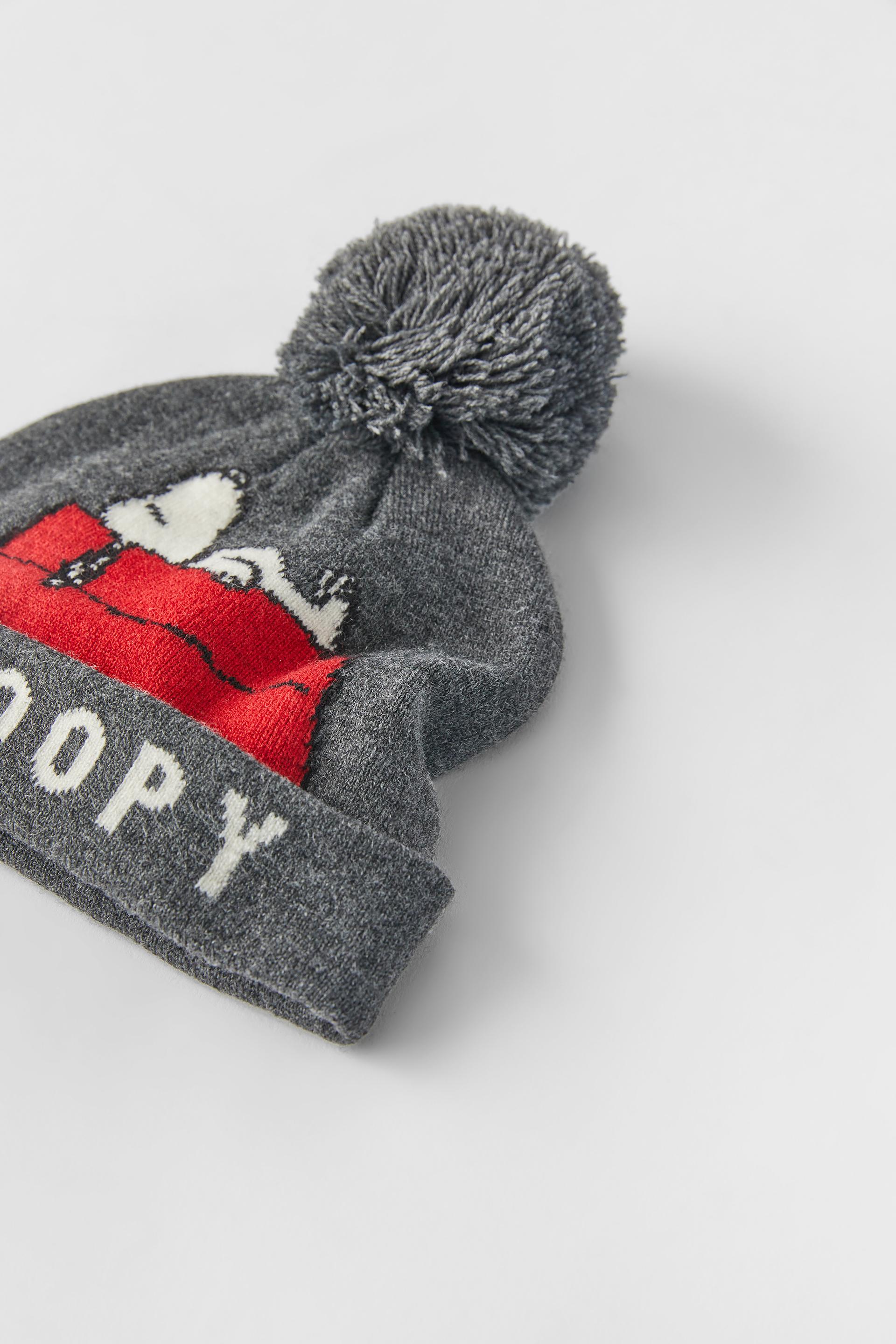 スヌーピー Peanuts ニットビーニー帽 カーボングレー Zara Japan 日本 スヌーピー Peanuts ニットビーニー帽 カーボングレー Zara Japan 日本