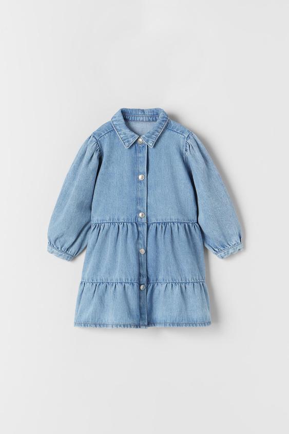 TIERED DENIM DRESS - Blue | ZARA United