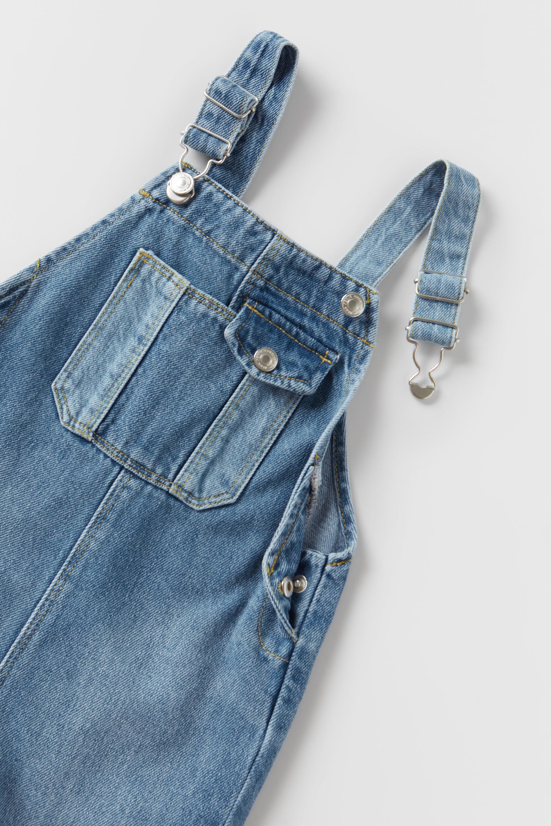 COLOUR BLOCK DENIM DUNGAREES - Blue | ZARA Australia