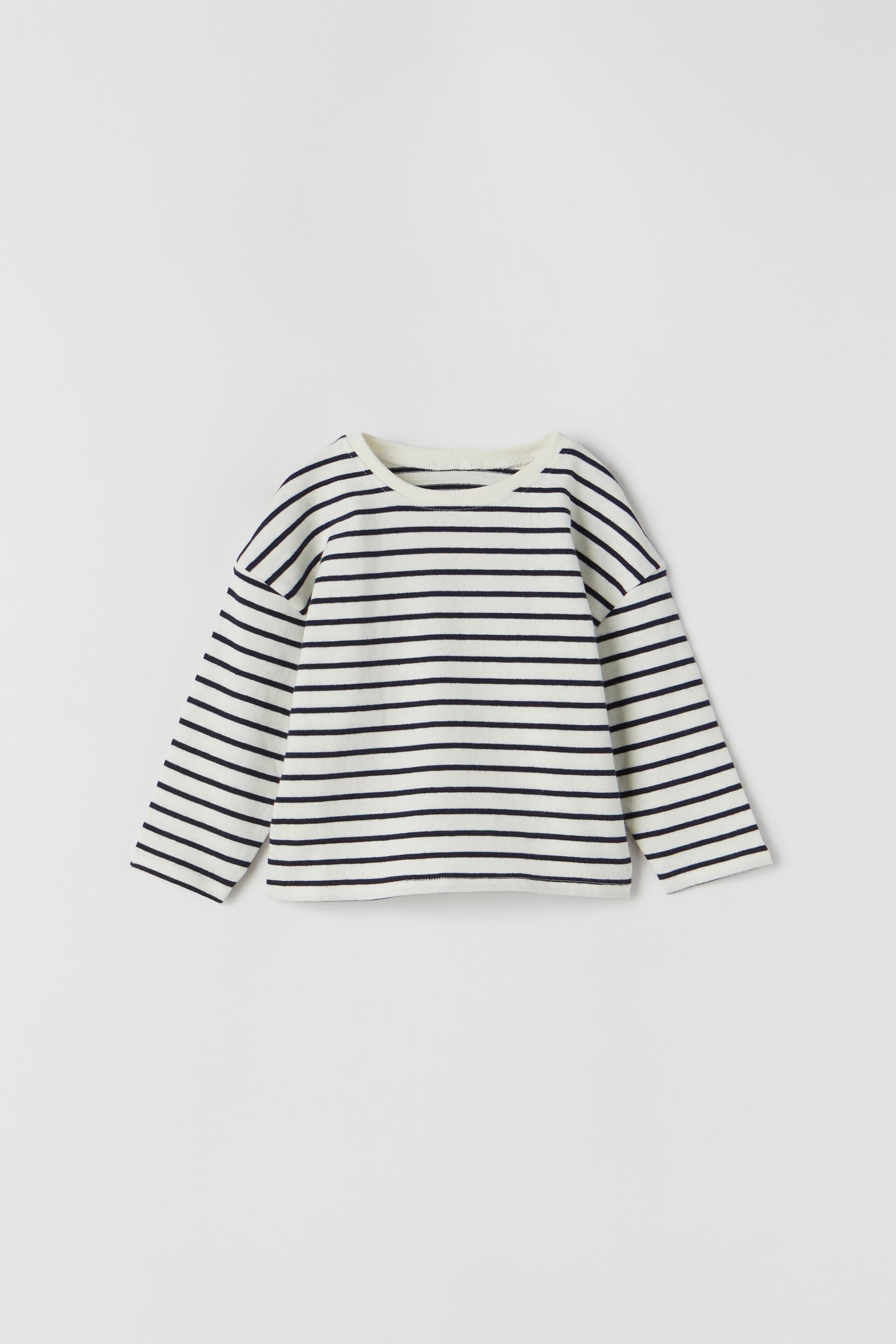 STRIPED T-SHIRT - Navy blue | ZARA 