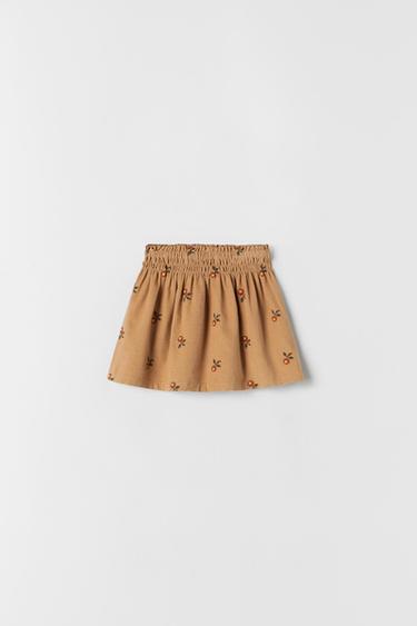 FALDA PANA BORDADOS - Camel medio | ZARA Chile