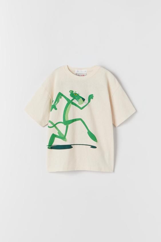 ピンクパンサー C Mgm tシャツ ベージュ グリーン Zara Japan 日本 ピンクパンサー C Mgm tシャツ ベージュ グリーン Zara Japan 日本
