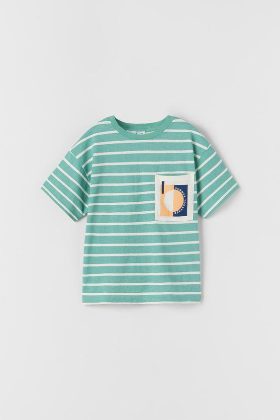 SUMMER STRIPED T-SHIRT - Green | ZARA 