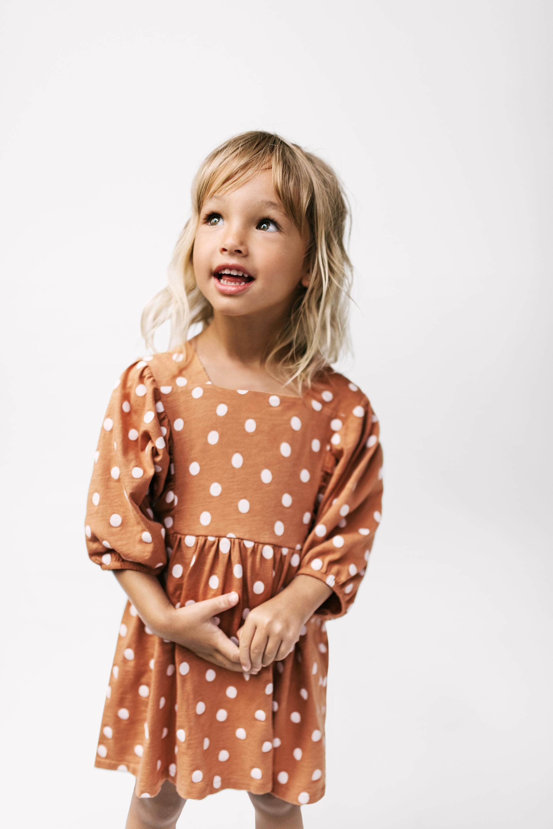 ドットプリント パフスリーブ ワンピース テラコッタ Zara Japan 日本 ドットプリント パフスリーブ ワンピース テラコッタ Zara Japan 日本