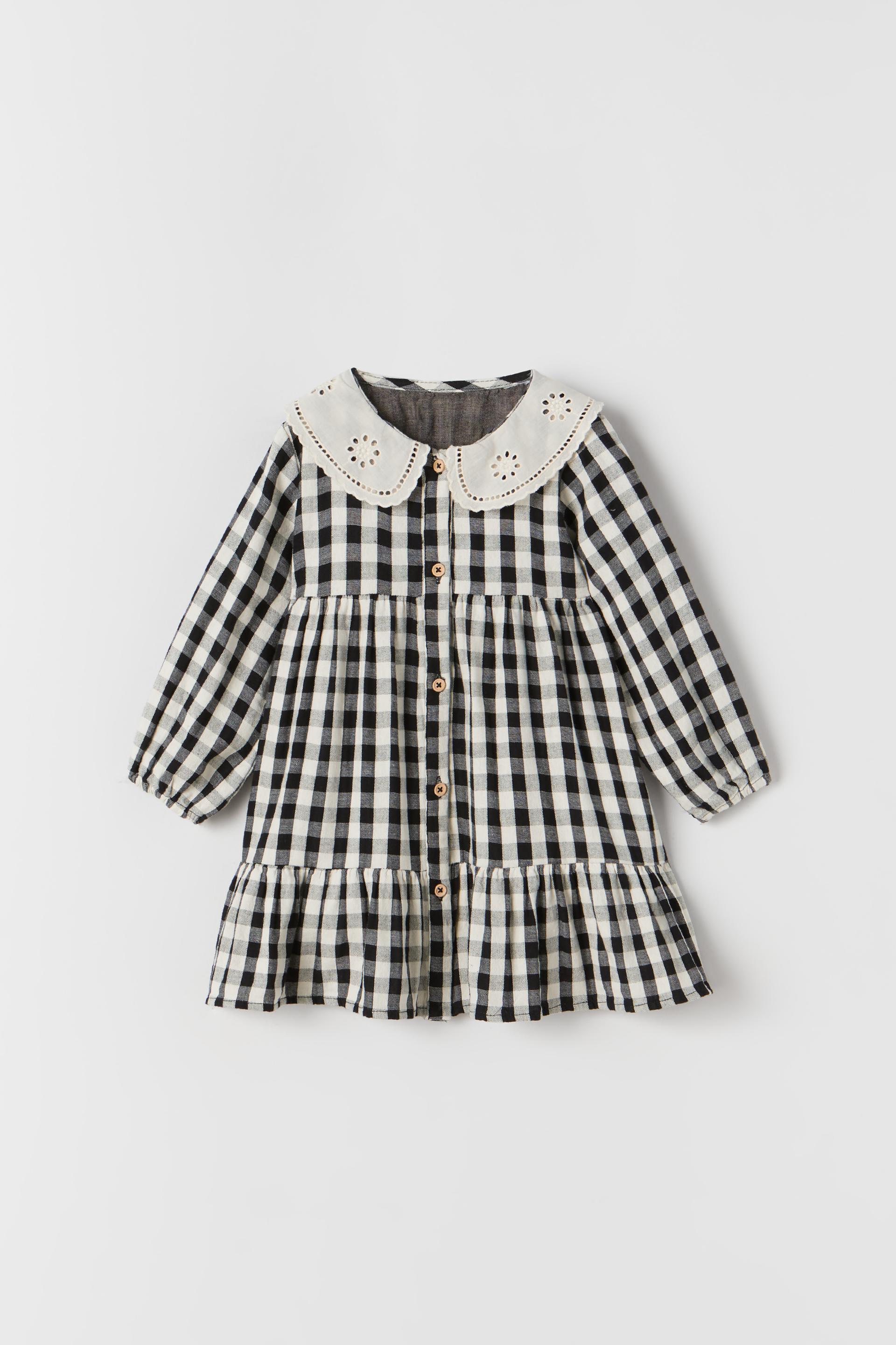 ギンガムチェック柄ワンピース ブラック Zara Japan 日本 ギンガムチェック柄ワンピース ブラック Zara Japan 日本