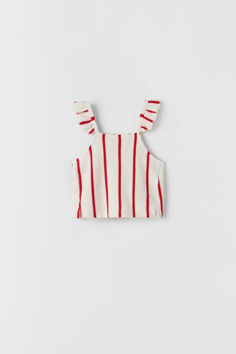 STRIPED TOP WITH TEXTURED WEAVE