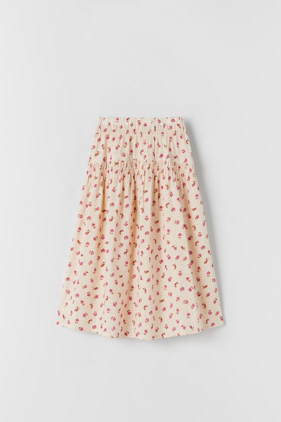FALDA NIDO DE ABEJA ESTAMPADA - Rosa | ZARA Chile
