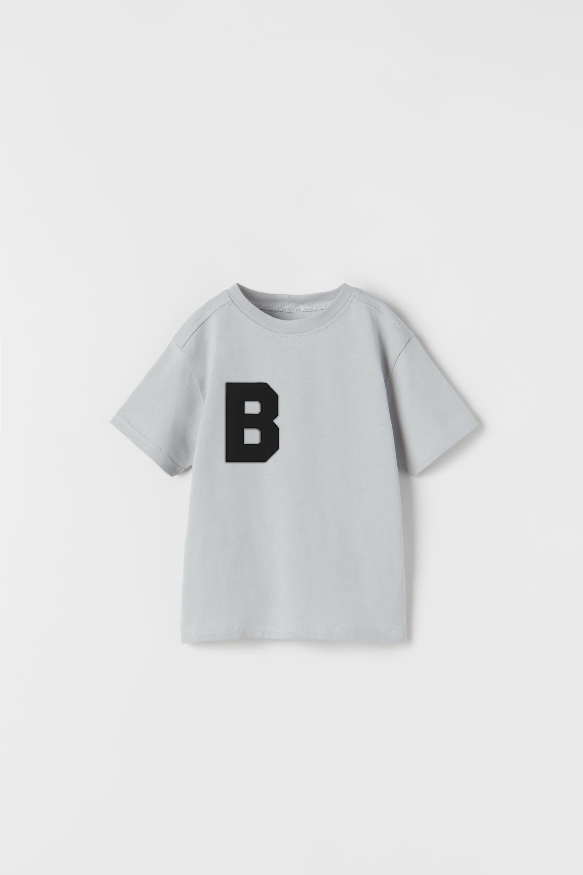 Zara T-SHIRT WITH INITIALS LETTER PATCH 