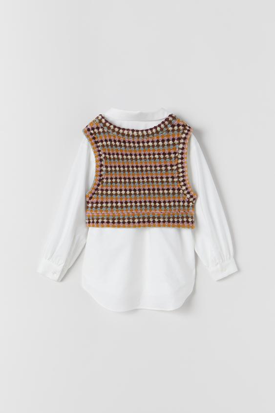 CAMISA COMBINADA CHALECO PUNTO - Blanco | ZARA Chile